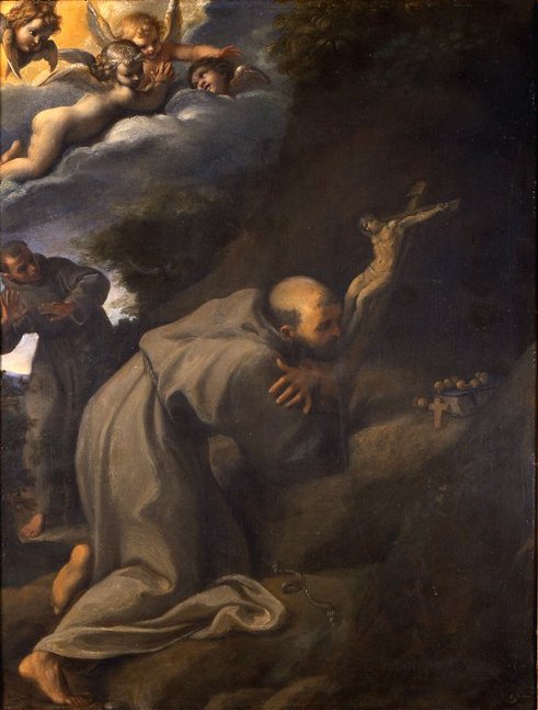 Svatý František k uctívání kříže od Annibale Carracci