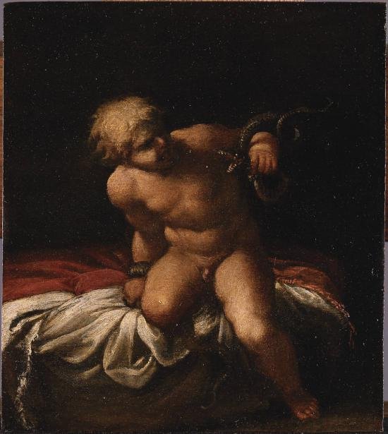 Kojenec Herkules škrtil hady od Annibale Carracci