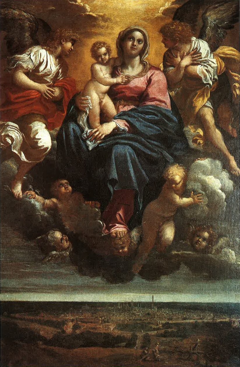 Panna a dítě v oblacích od Annibale Carracci
