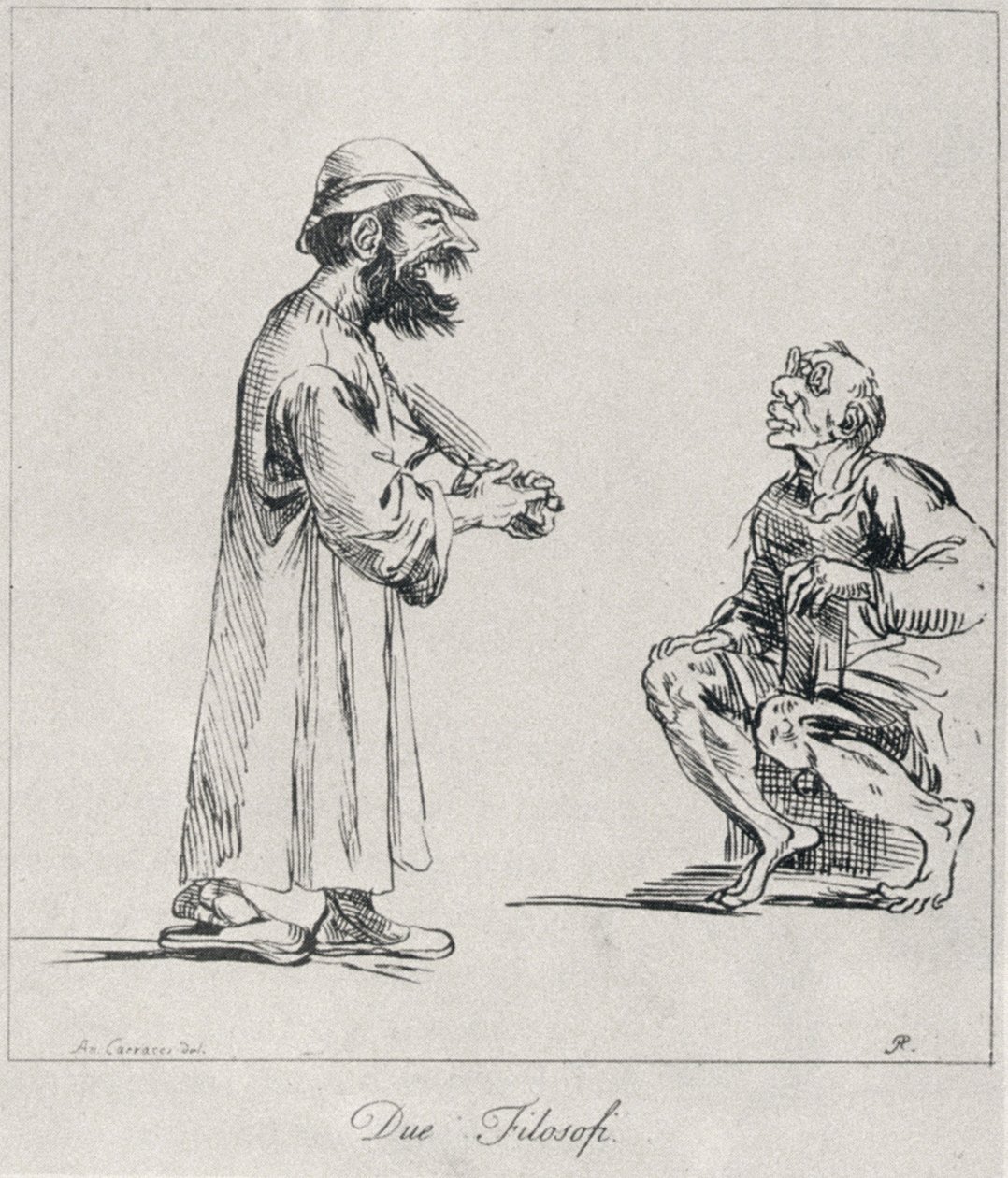 Dva filozofové, vyryl Arthur Pond, 1739 od Annibale Carracci
