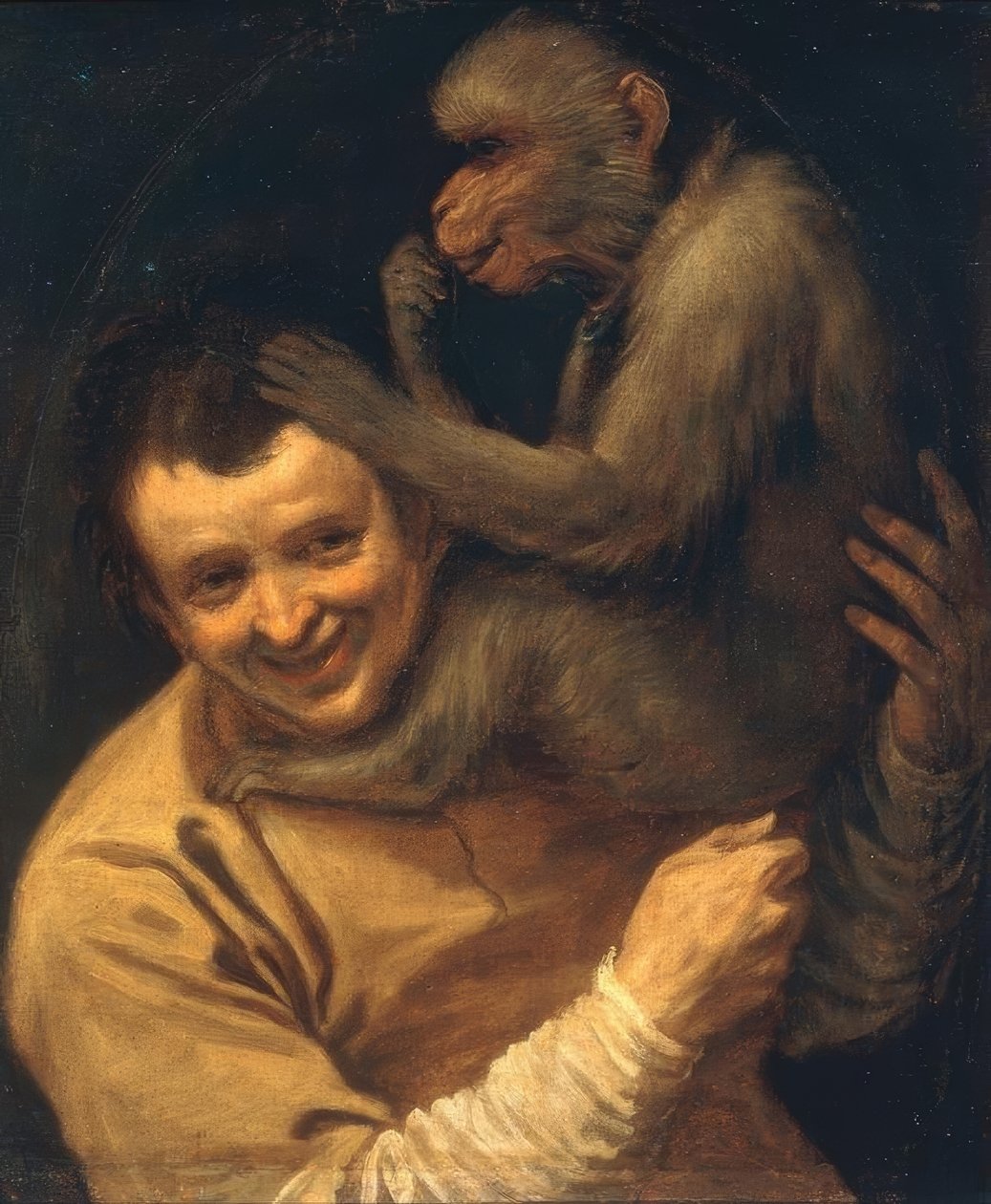 Muž se vzpourou opice od Annibale Carracci