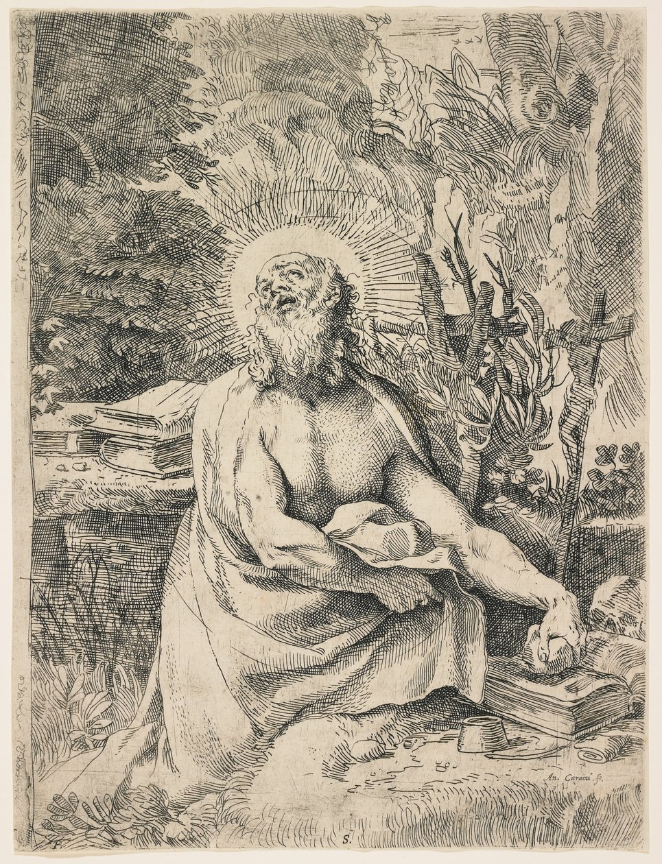 Svatý Jeroným v divočině, c. 1591 od Annibale Carracci