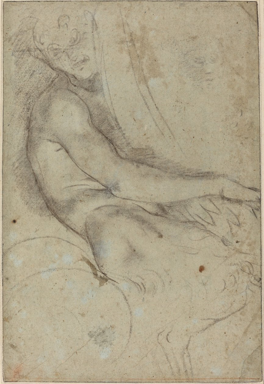 Satyr drží kruh od Annibale Carracci