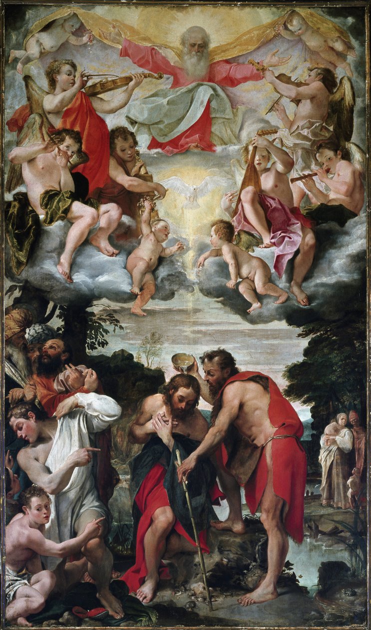 Křest Kristův (olej na plátně od Annibale Carracci
