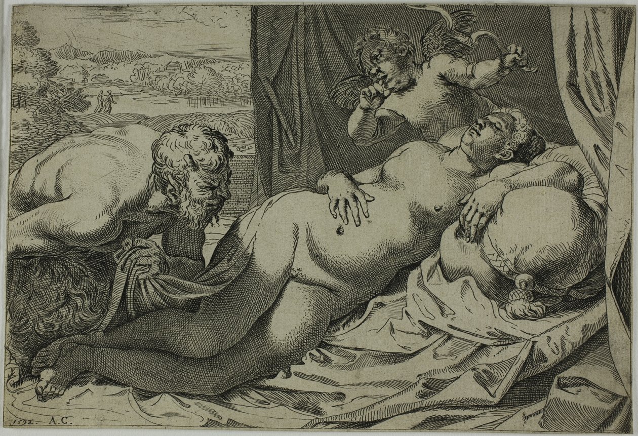 Venuše a Satyr od Annibale Carracci
