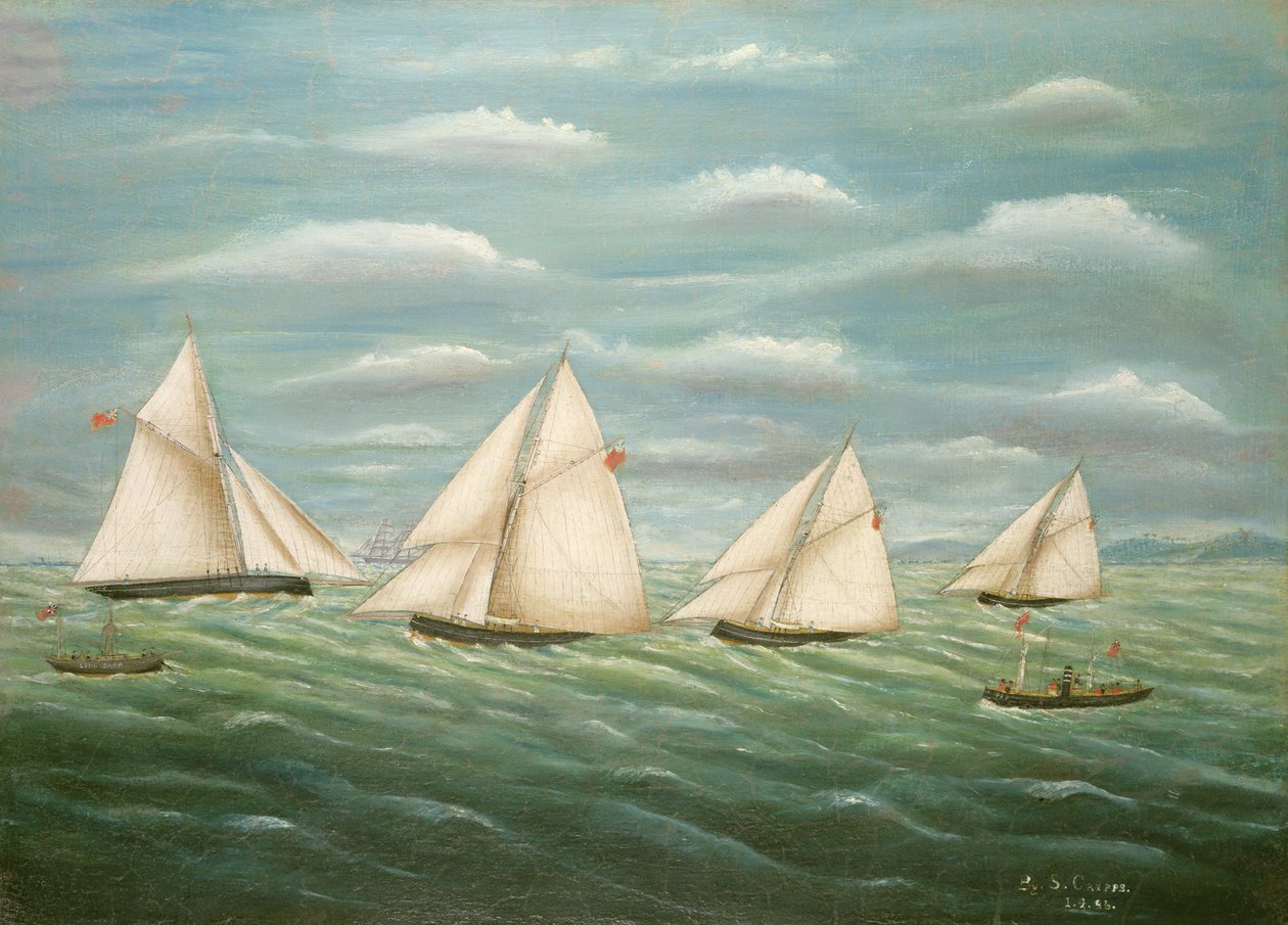 Regata z Long Sand Lightship, Primitivní škola, 19. století od Unbekannt Unbekannt