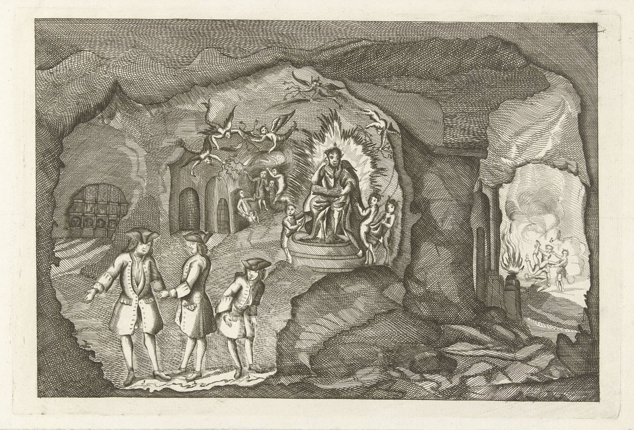 Příjezd Daniela Raapa do pekla, 1754 od Anonymous