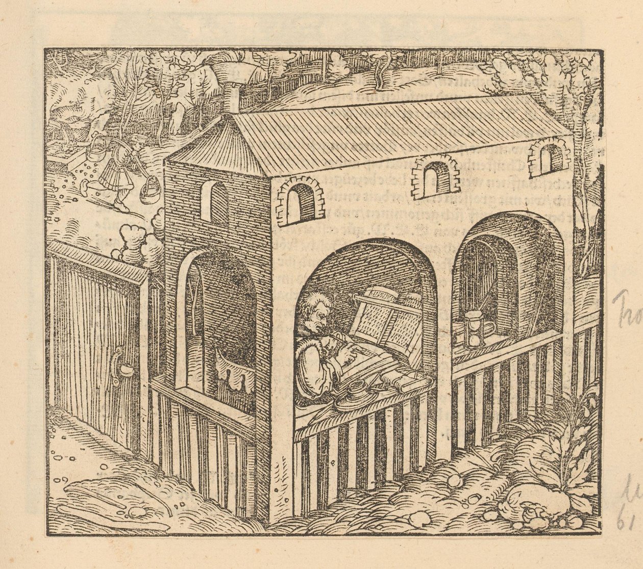 Francesco Petrarca píše ve svém domě od Anonymous