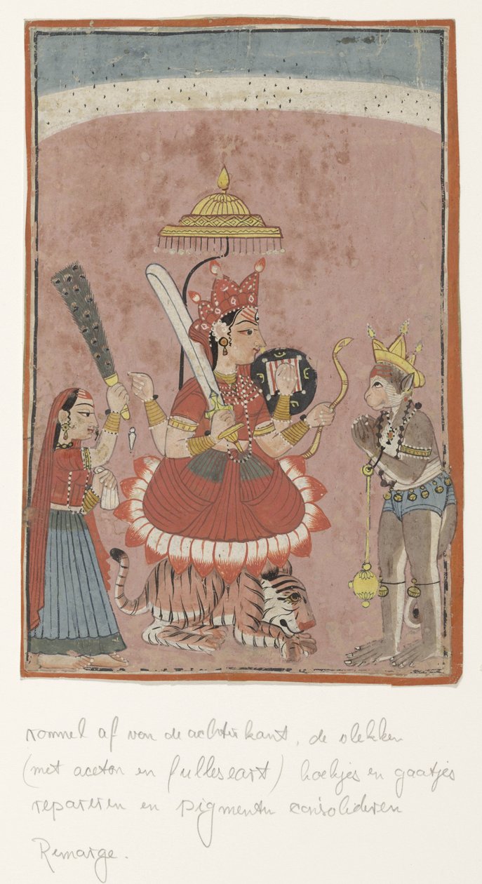 Bohyně Durga a Hanuman od Anonymous