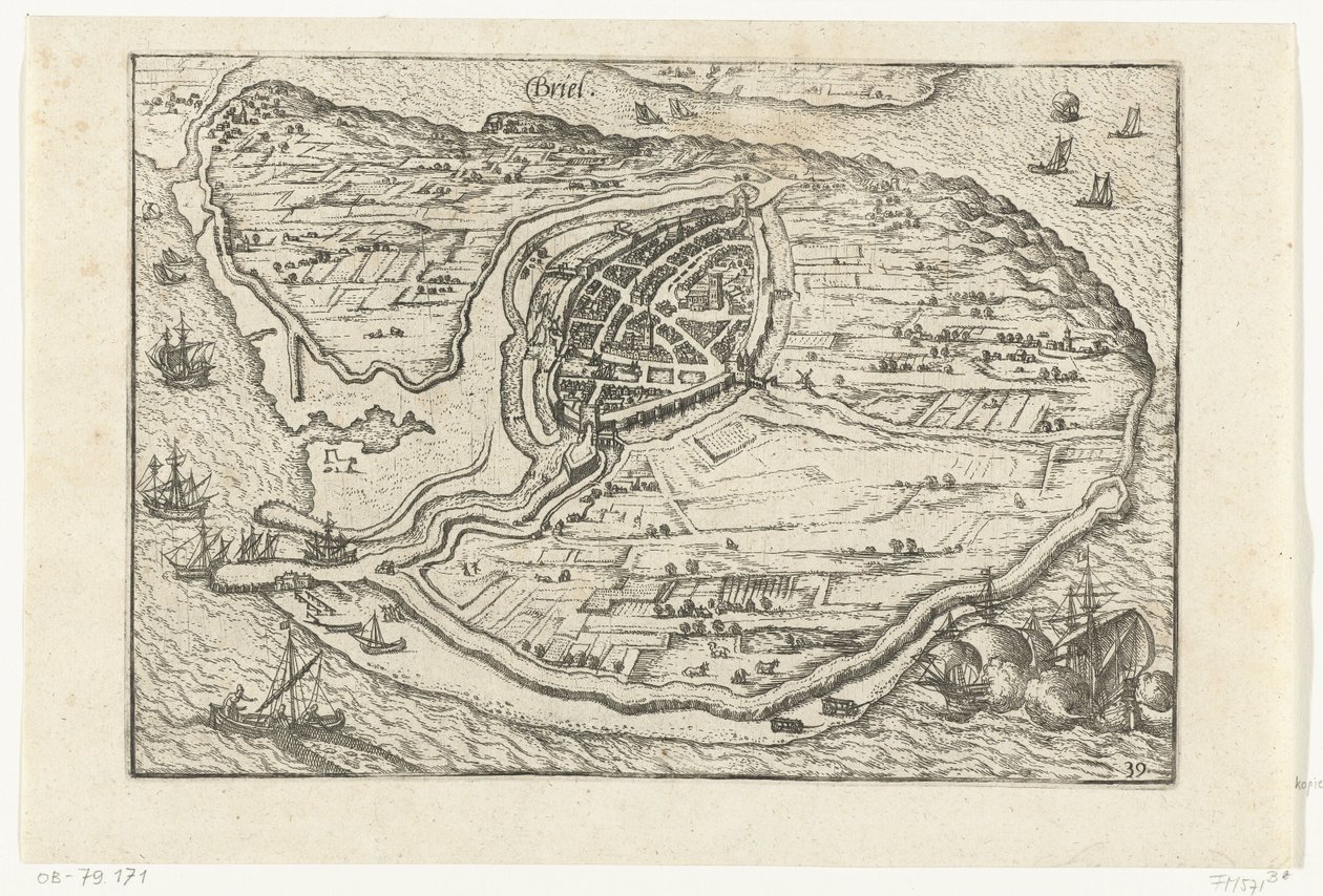 Mapa Den Briel, 1572 od Anonymous