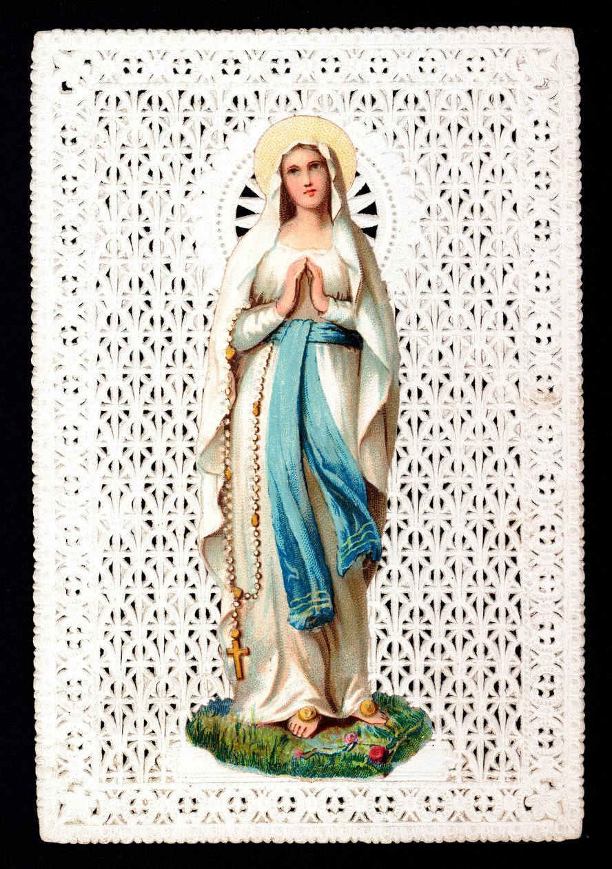 Obraz Panny Marie zbožné. Decoupage chromolitografie. od Anonymous Anonymous