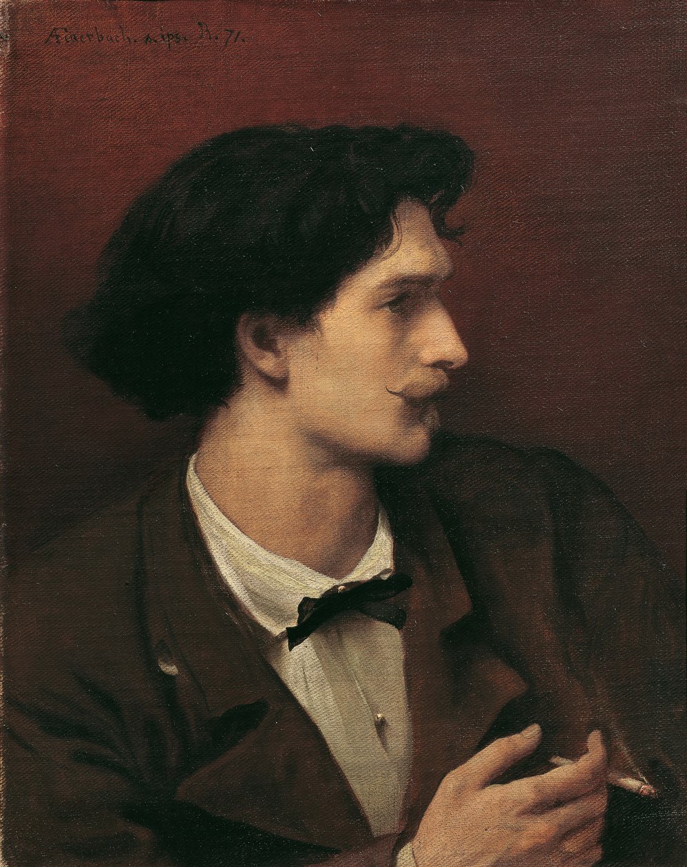 Autoportrét s cigaretou, 1871. od Anselm Feuerbach