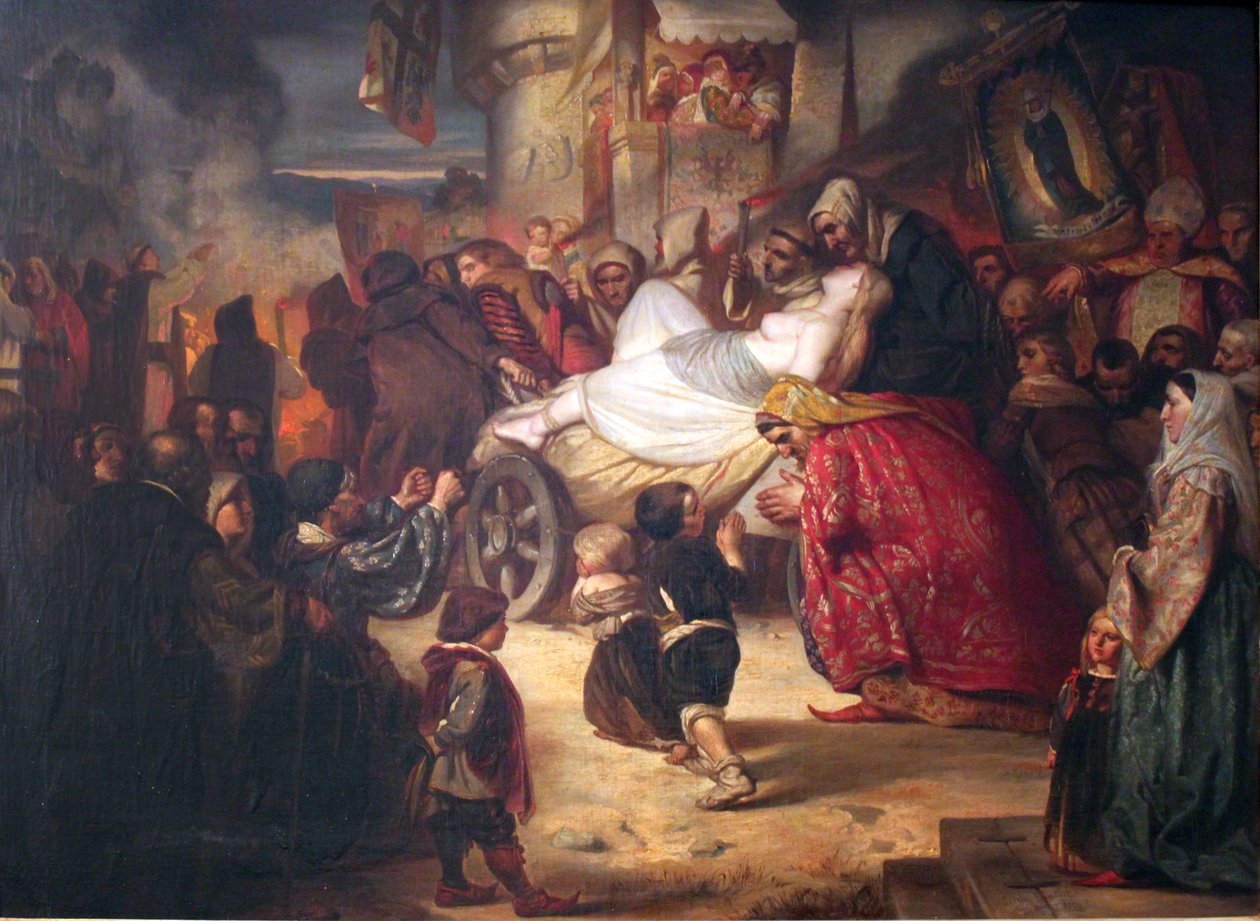 Mladá čarodějnice je vedena k kůlu. od Anselm Feuerbach