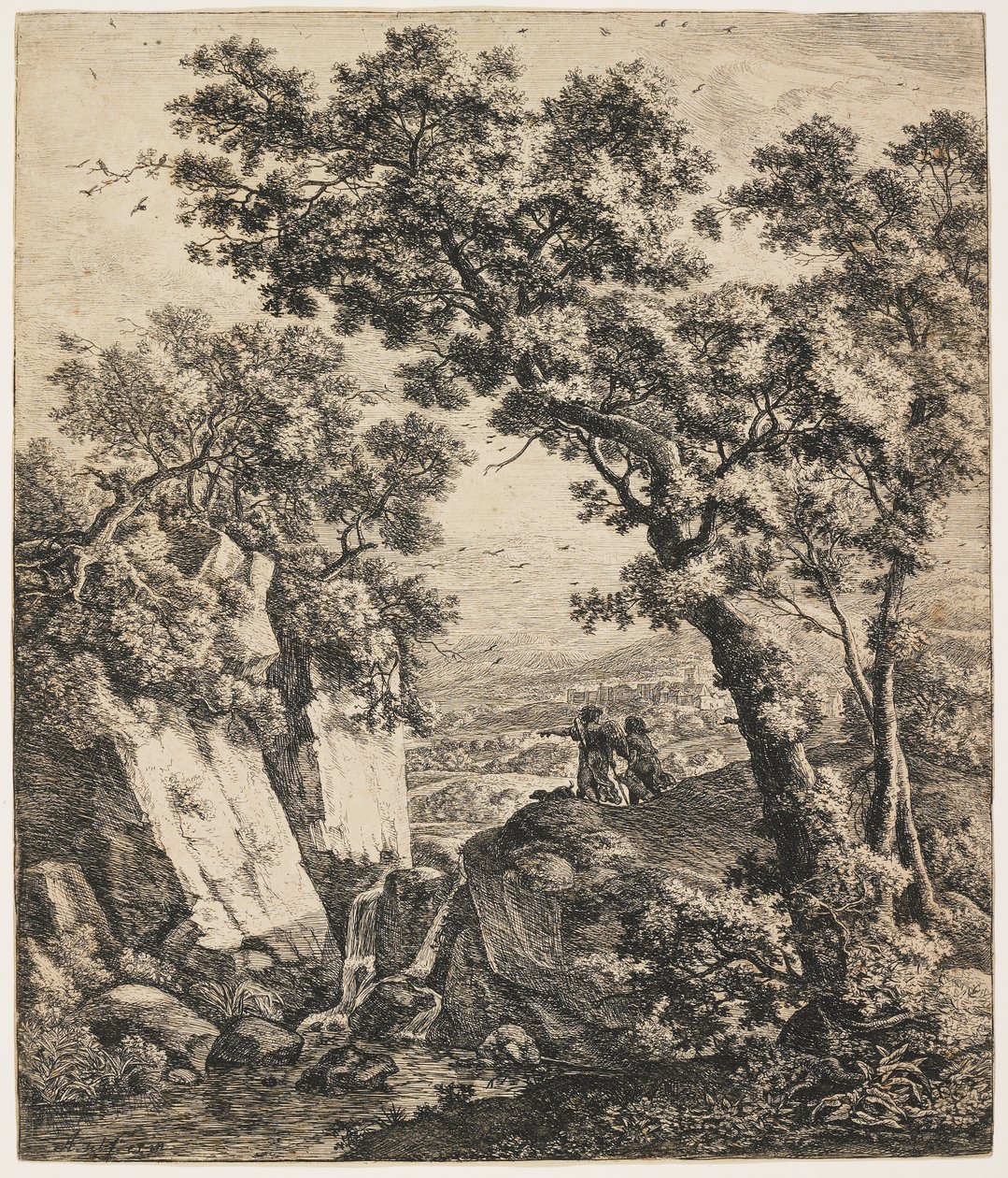 Krajina s Tobiášem a andělem, c. 1660 od Anthonie Waterloo