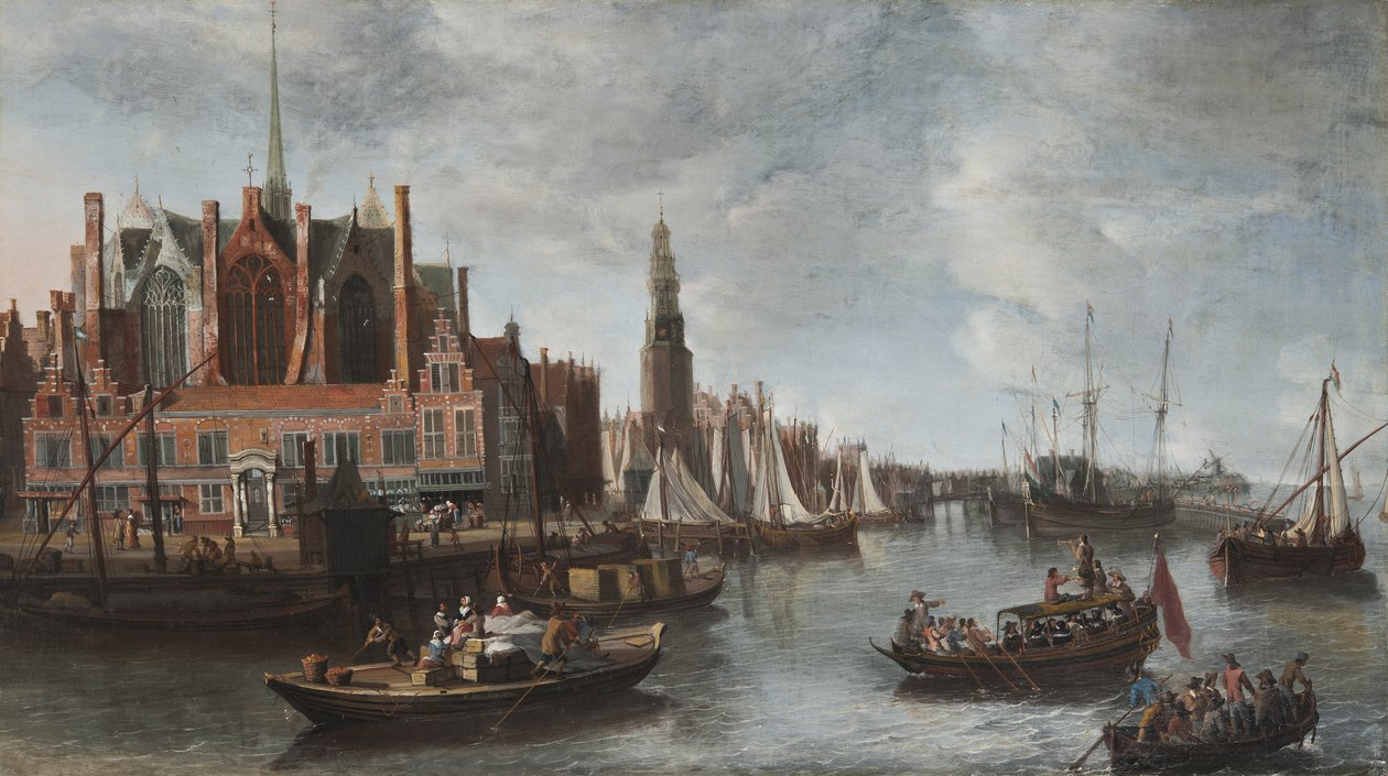 Pohled na Nieuwe Kerk v Amsterdamu od Anthonie Beerstraten