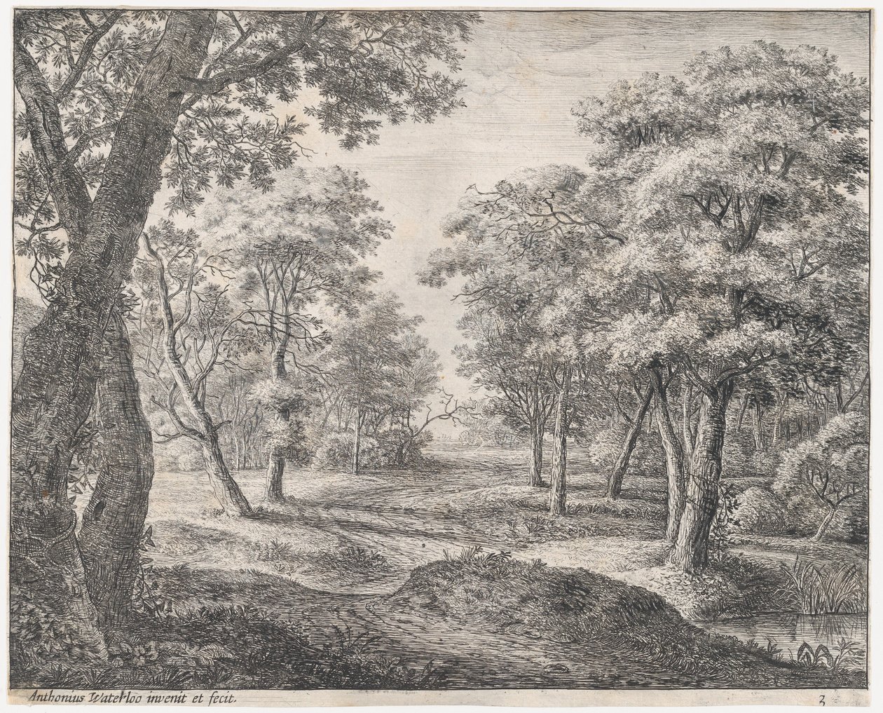 Cesta lesem, 17. století. od Anthonie Waterloo