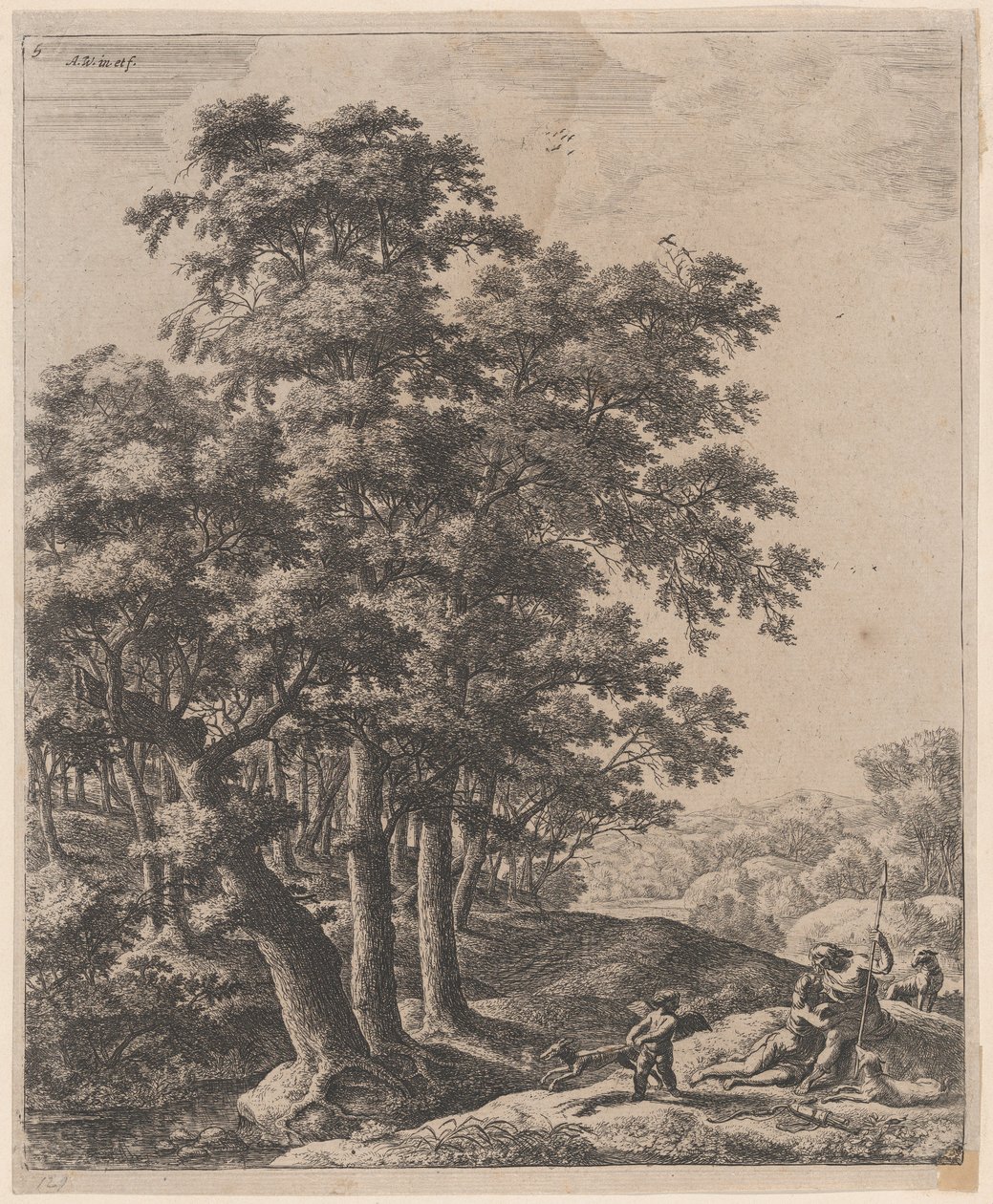 Venuše a Adonis, 17. století. od Anthonie Waterloo