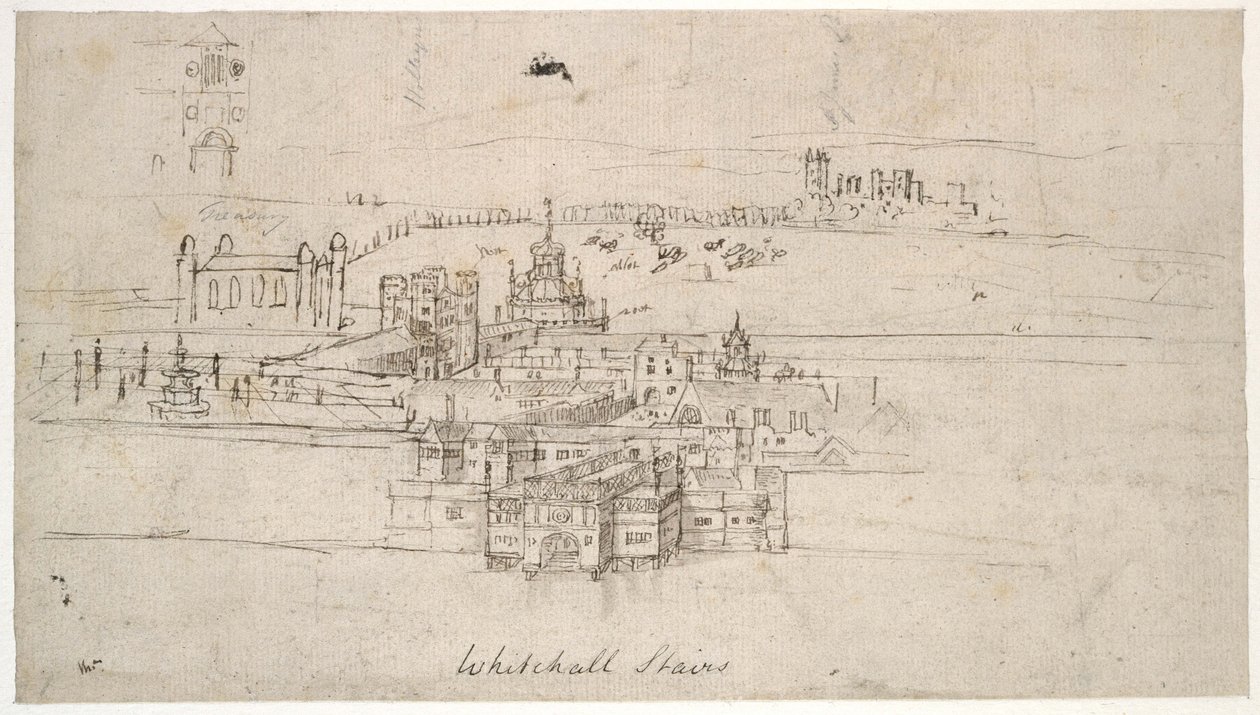 Tower of London (pero a hnědý inkoust přes slabé náznaky černou křídou) od Anthonis van den Wyngaerde