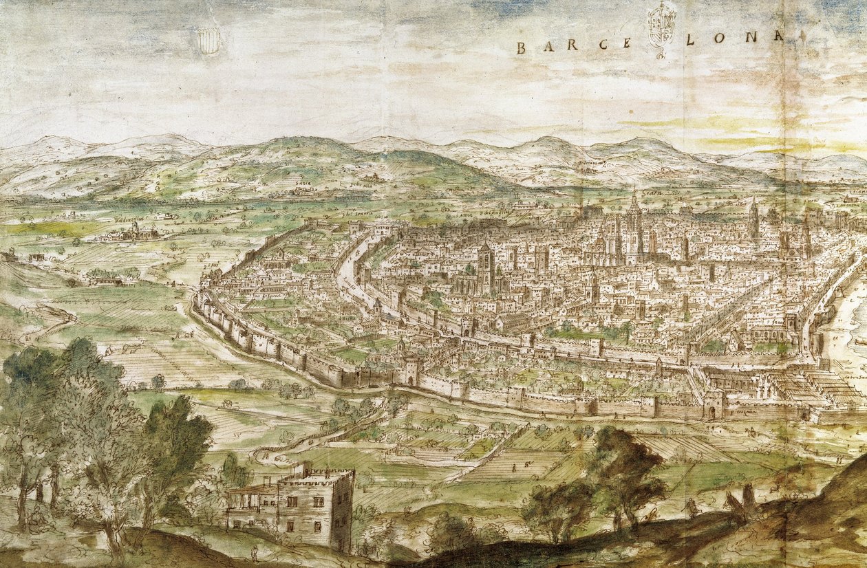 Pohled na Barcelonu, 1563 od Anthonis van den Wyngaerde