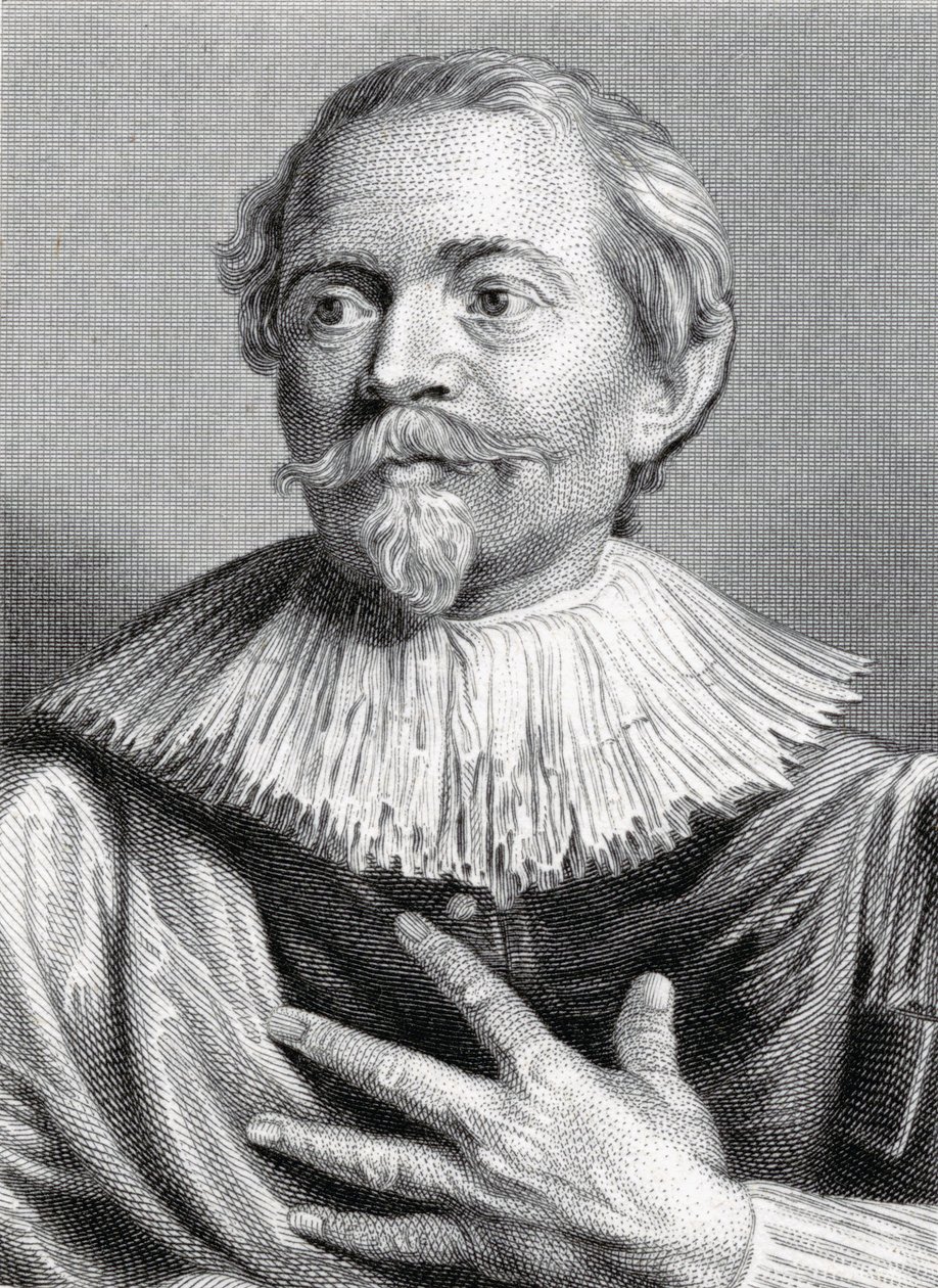 Portrét Jacoba Jordaense (1593-1678) vyrytý Edwardem Francisem Findenem (1791-1857) (rytina) od Anthony van Dyck