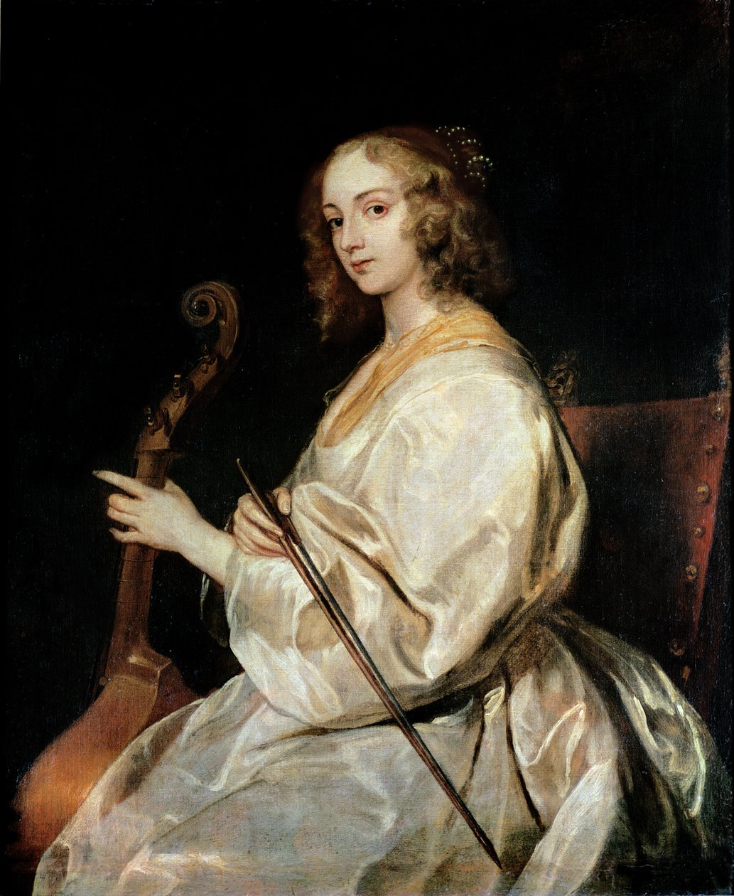 Mladá žena hrající na violu da Gamba od Anthony van Dyck