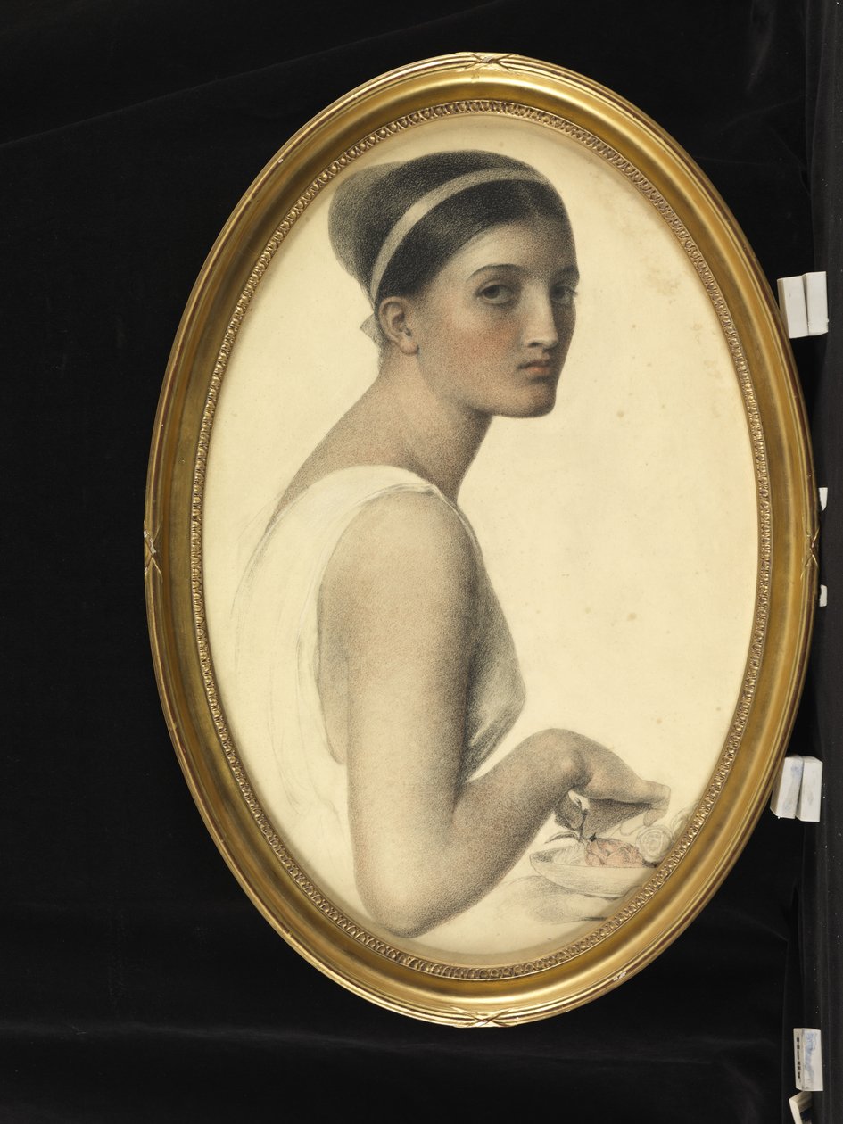 Ideální hlava (křída na papíře) od Anthony Frederick Augustus Sandys