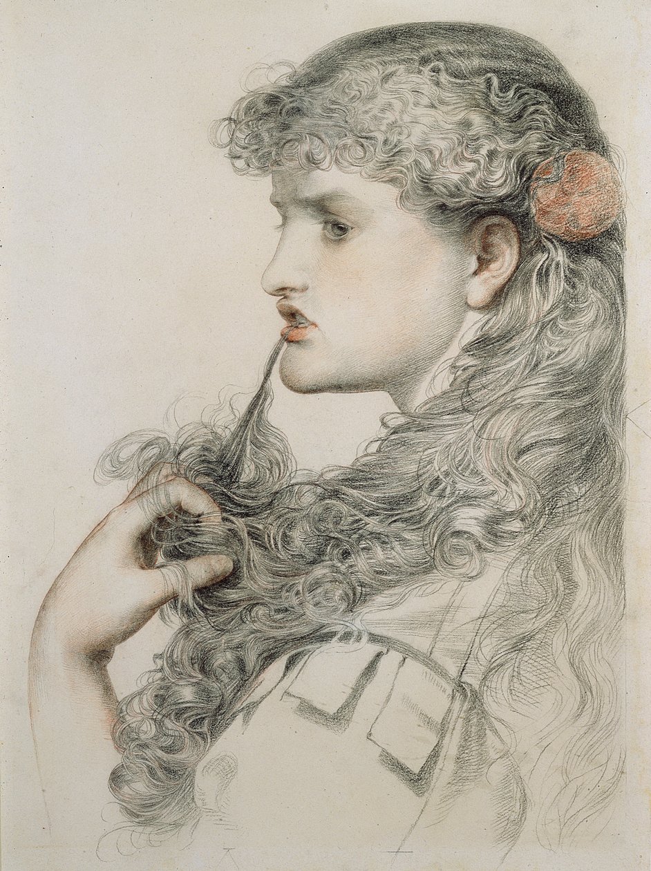 Proud Maisie, 1893, (tužka a červená křída na papíře) od Anthony Frederick Augustus Sandys