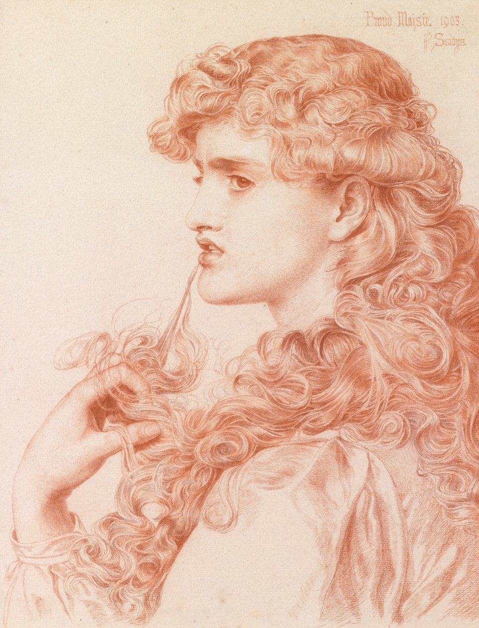 Proud Maisie, 1903 (tužka a červená křída na papíře) od Anthony Frederick Augustus Sandys