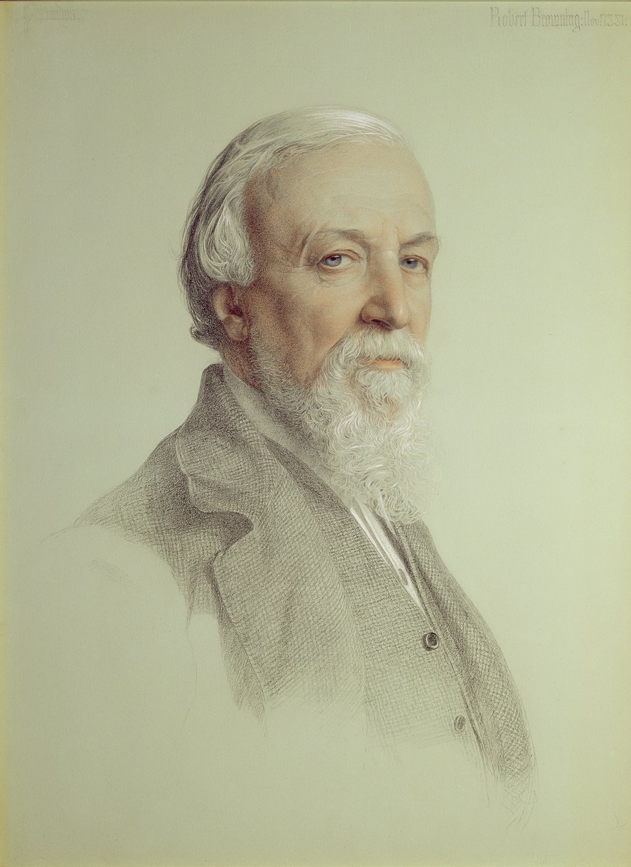 Robert Browning (1812-89), 1881 (tužka a barevná křída na papíře) od Anthony Frederick Augustus Sandys