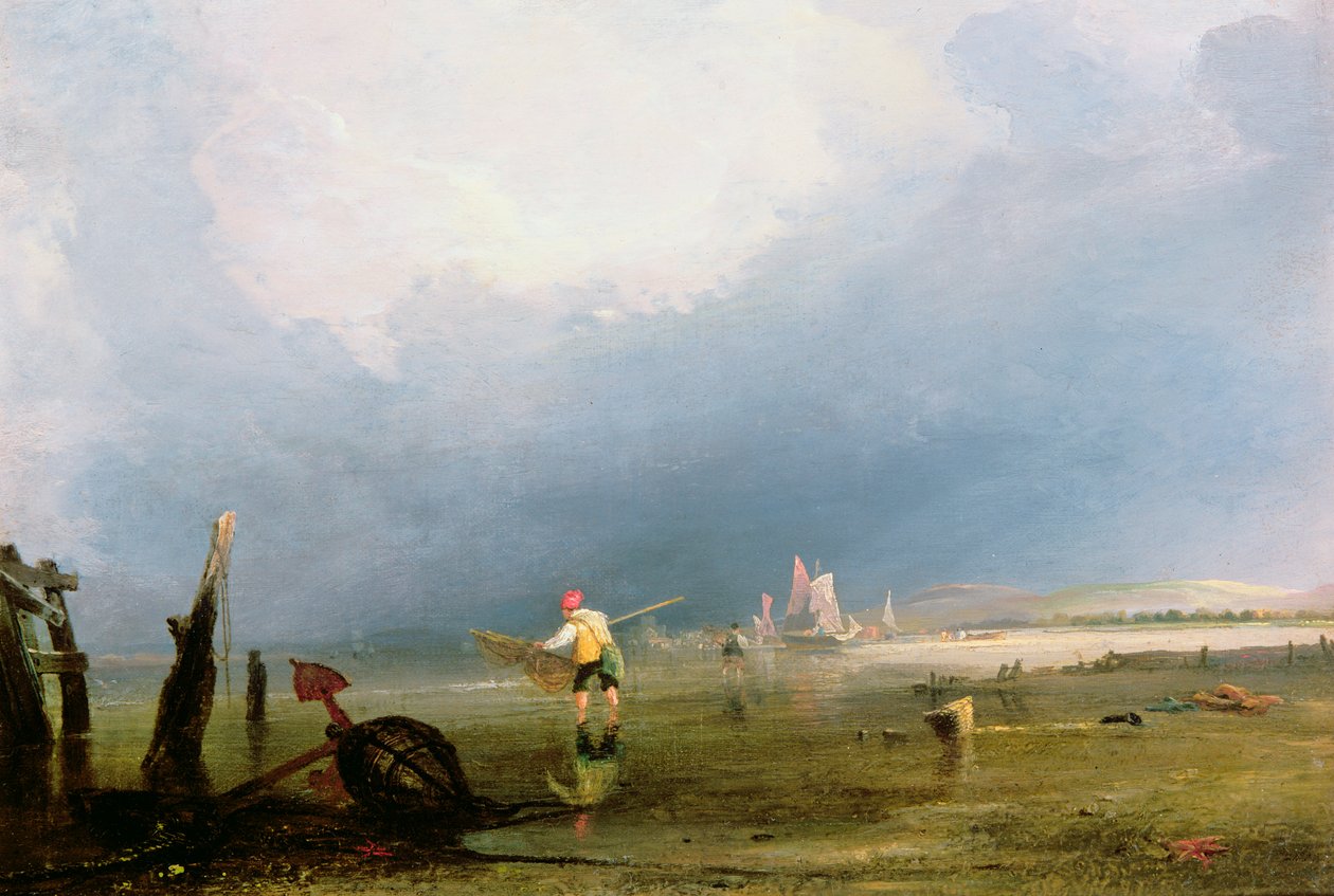 Pláž v Shorehamu od Anthony Vandyke Copley Fielding