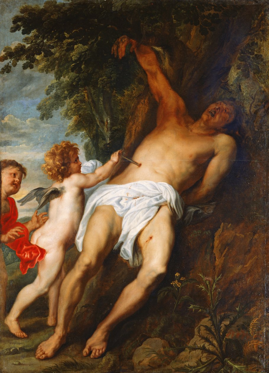 Svatý Sebastian zachráněn anděly od Anthony van Dyck