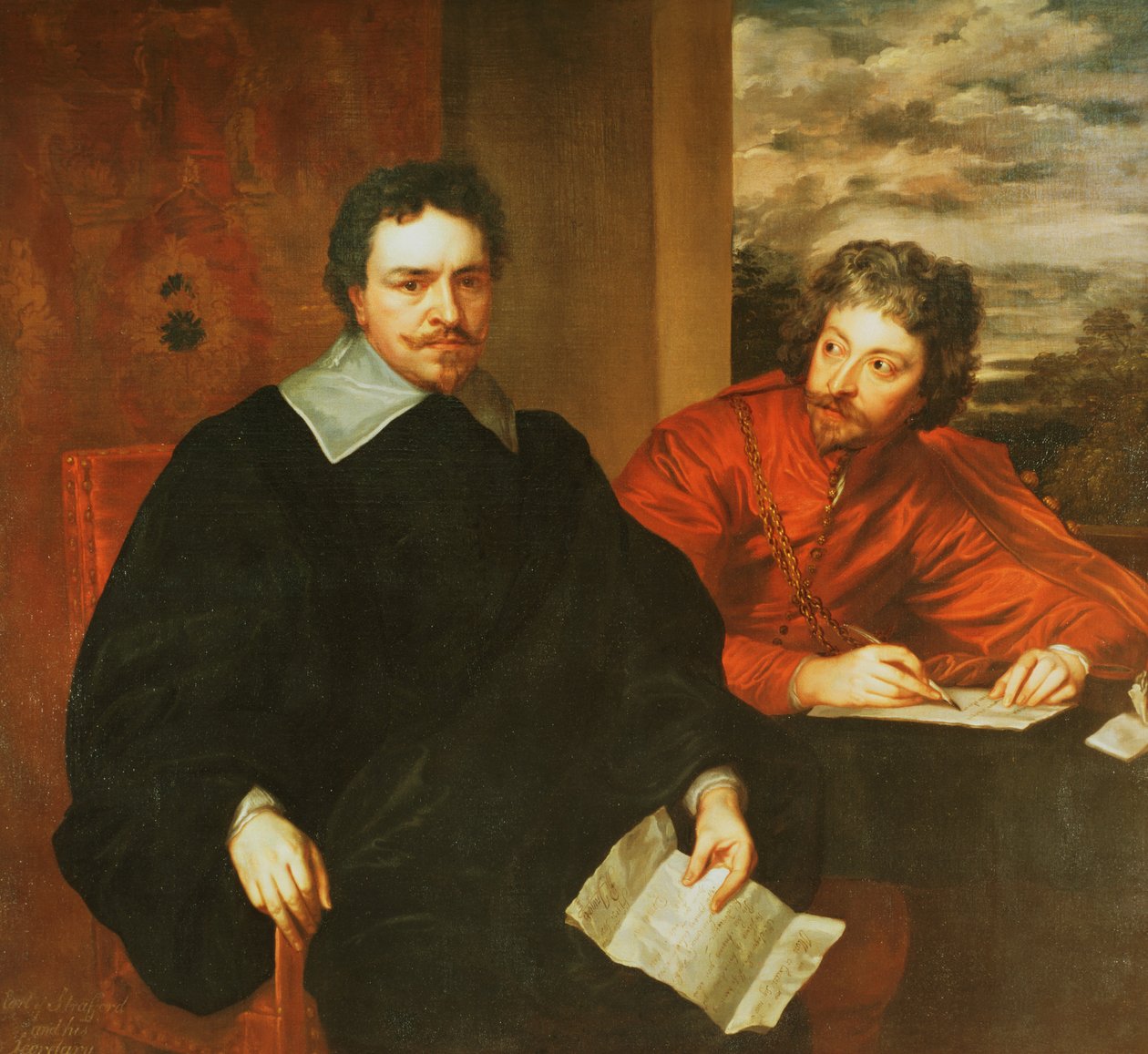 Thomas Wentworth, hrabě ze Straffordu (1593-1641) a jeho tajemník, Sir Philip Mainwaring (1589-1661) 1640 (originál viz 91603) od Anthony van Dyck