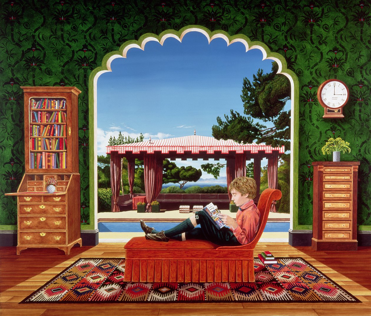 Boy Reading, 1983 (akryl na palubě) od Anthony Southcombe