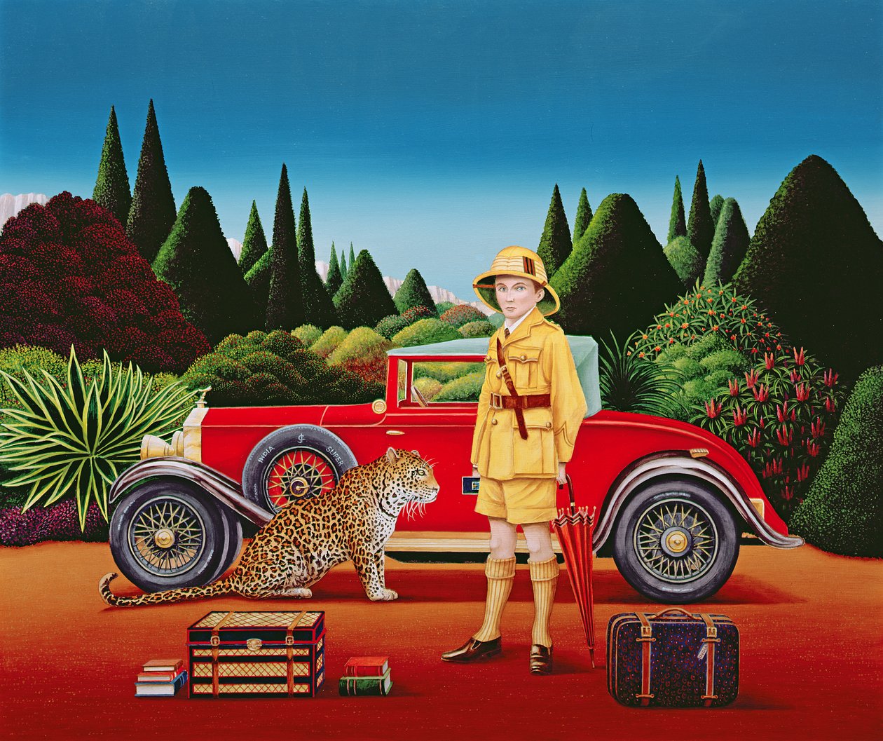 Red Rolls Royce, 1992 (akryl na palubě) od Anthony Southcombe