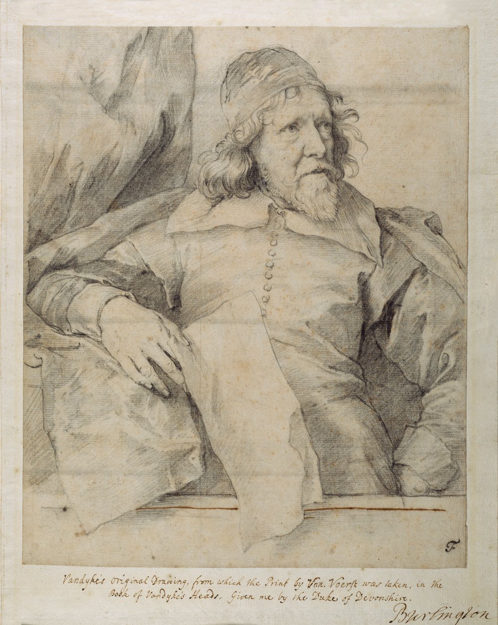 Inigo Jones (černá křída na papíře) od Anthony van Dyck