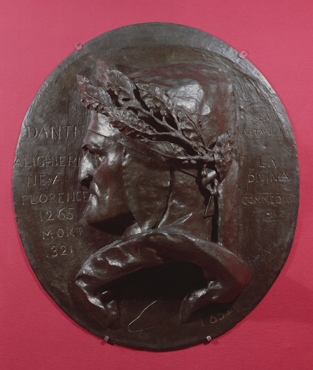 Medailon zobrazující Dante Alighieri (1265-1321) (bronz) od Antoine Augustin Preault
