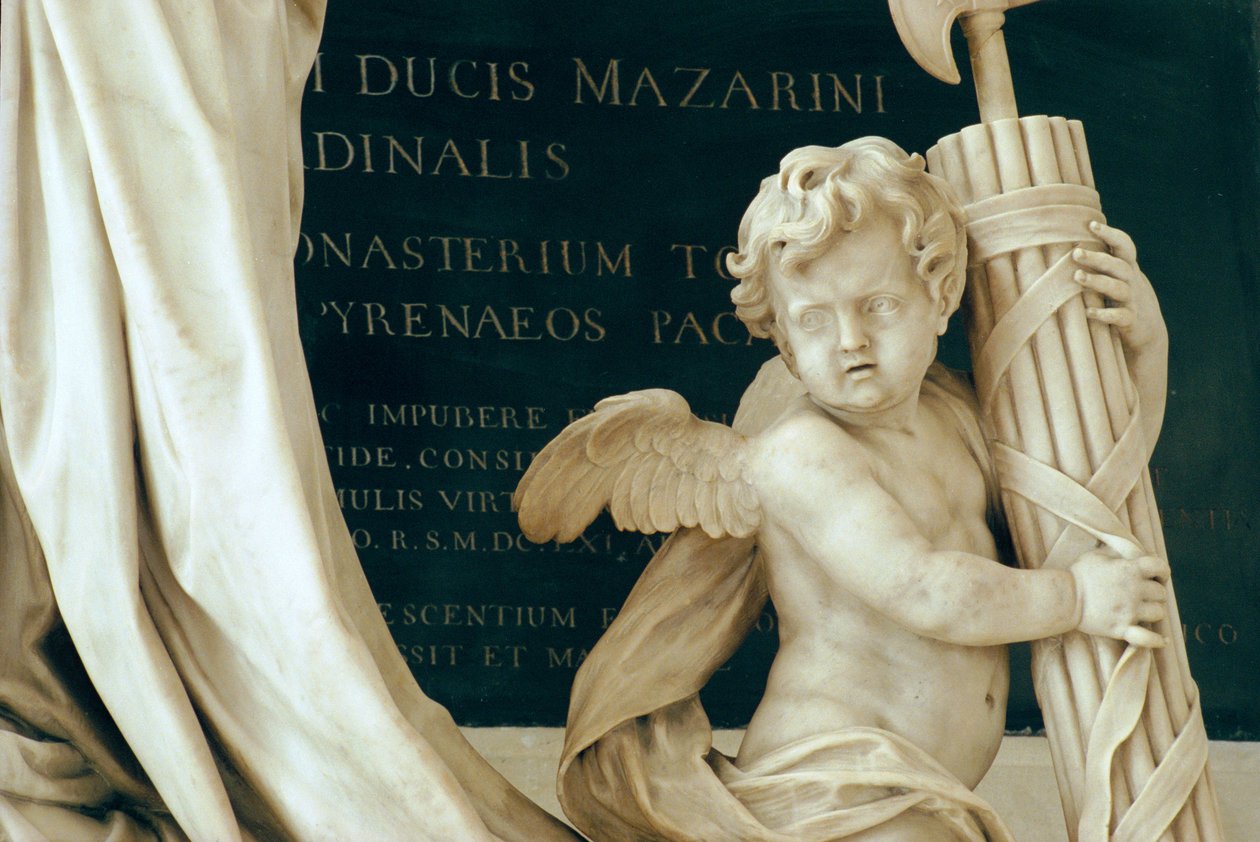Detail hrobu kardinála Julese Mazarina 1602-61 1689-93, v kapli mramor a bronz od Antoine Coysevox