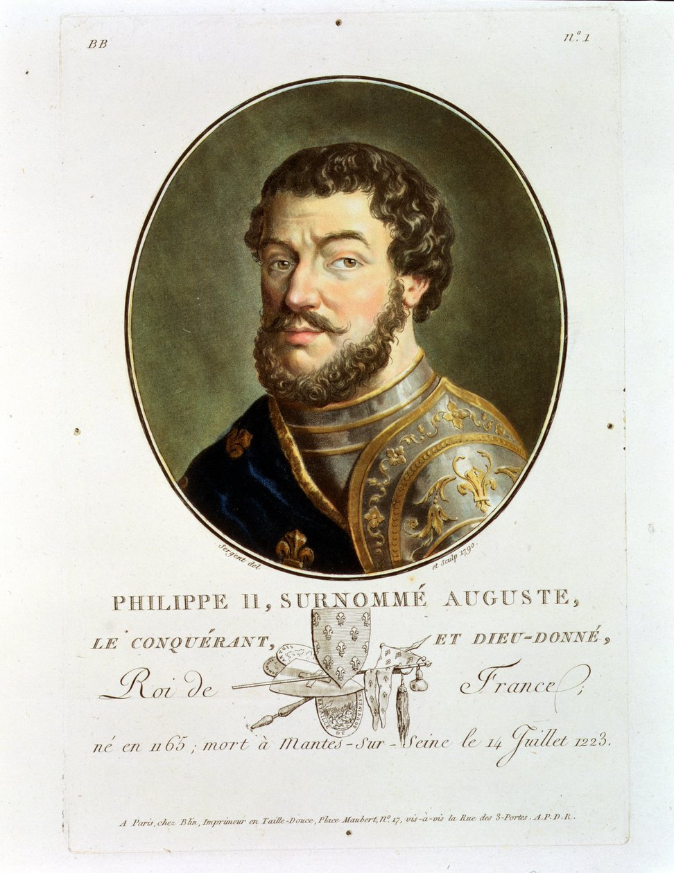 Portrét Filipa II. zvaného Augustus, francouzského krále (1165-1223), 1790 od Antoine Louis Francois Sergent Marceau