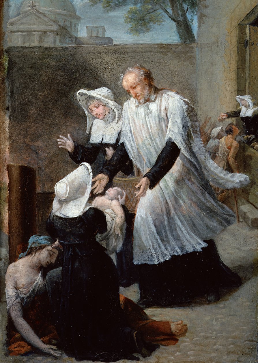 Svatý Vincenc de Paul Pomáhání morem od Antoine Ansiaux