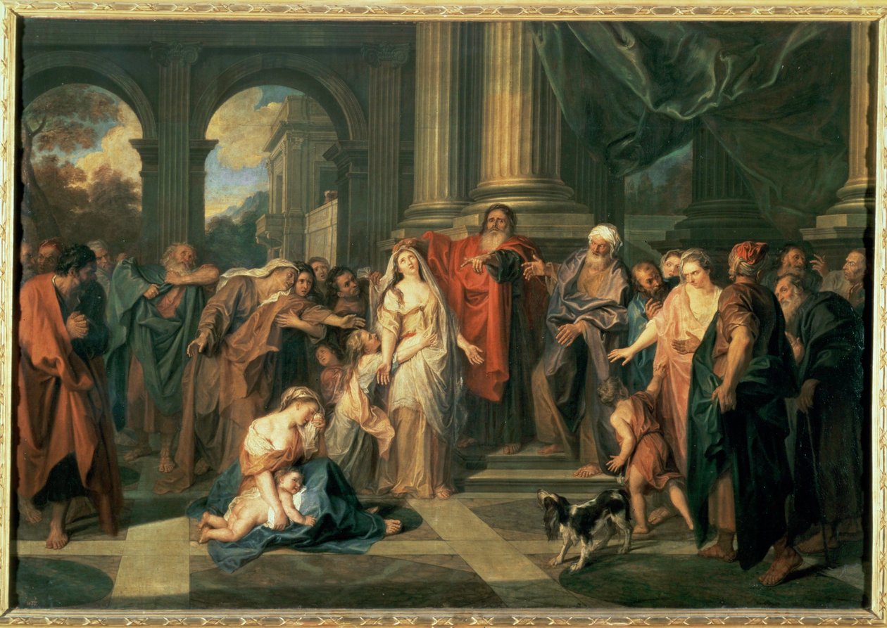 Susannah obviněná z cizoložství ... (malba na plátně) od Antoine Coypel