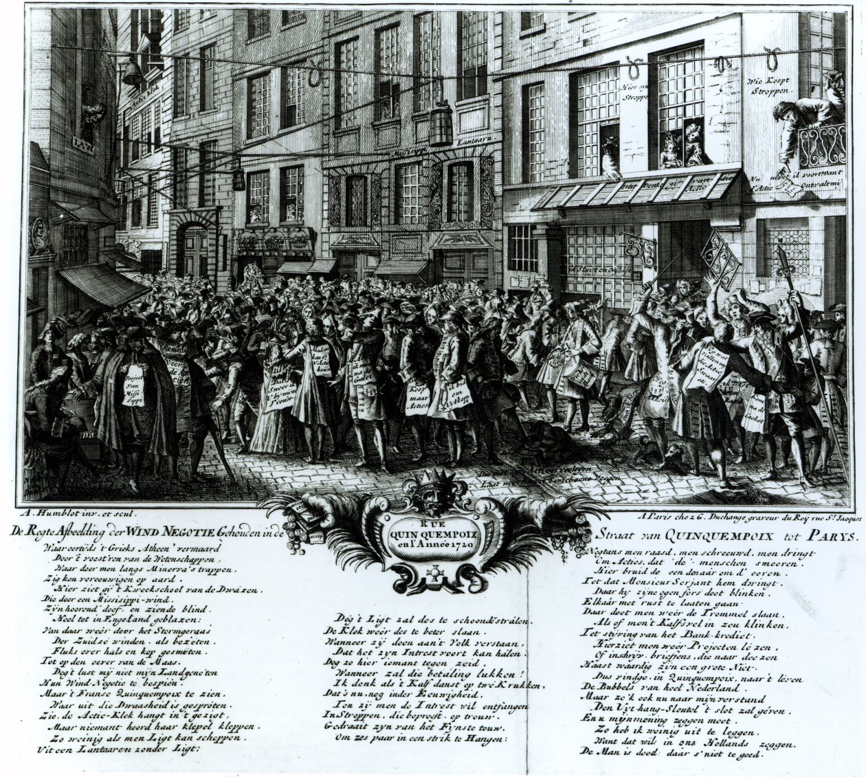 Rue Quinquempoix v roce 1720 od Antoine Humblot