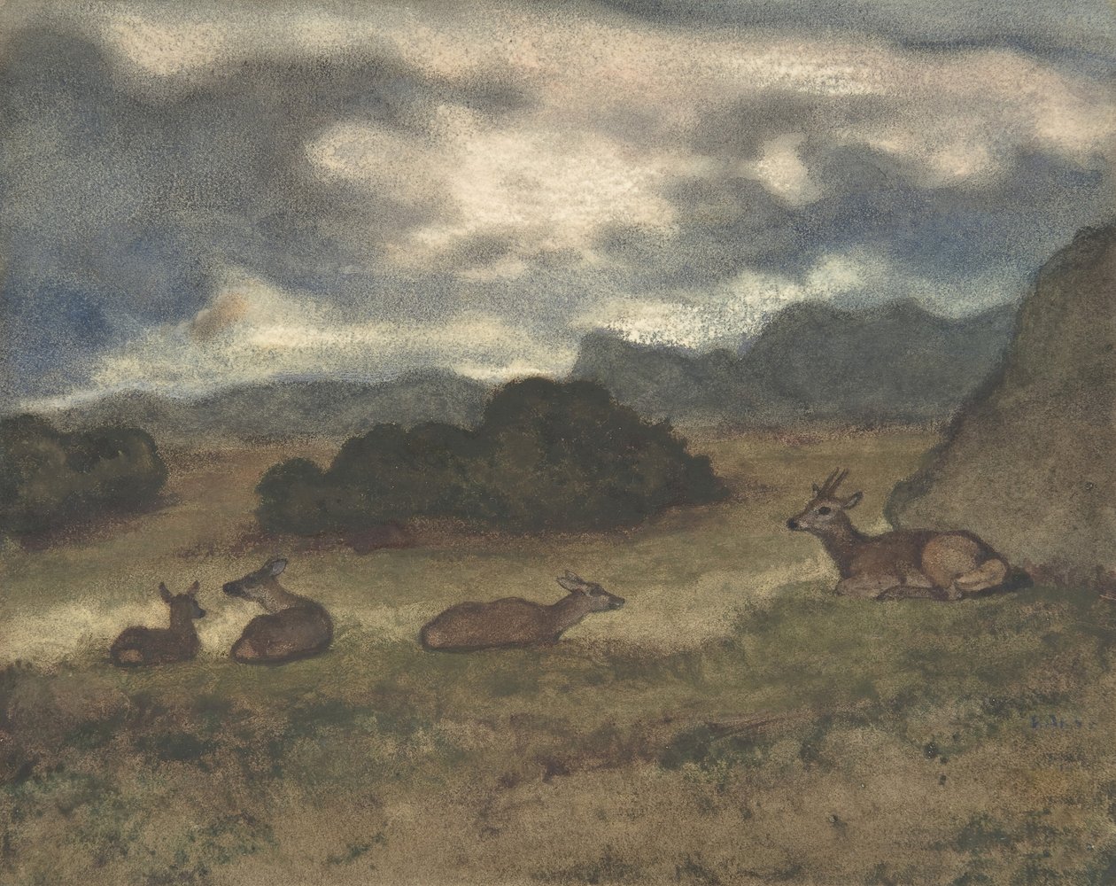 Jelen v krajině, 1810-75. od Antoine Louis Barye