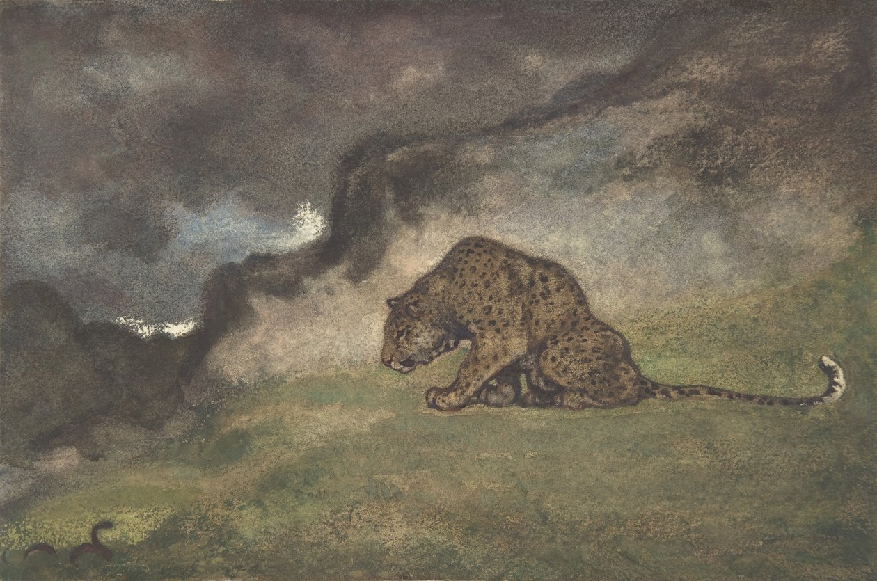 Leopard sleduje hada, 1810-75. od Antoine Louis Barye
