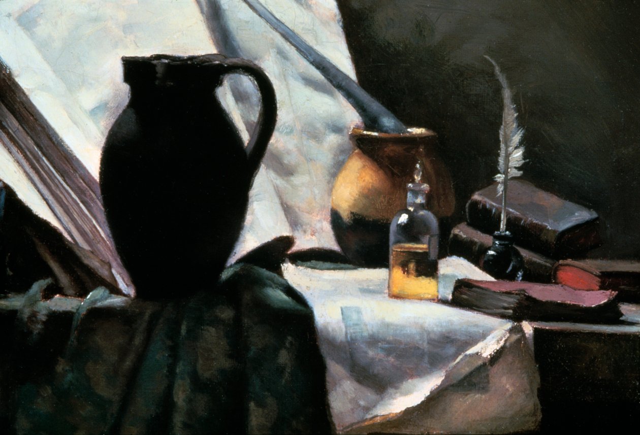Zátiší s lebkou, detail, 19. století. od Antoine Vollon