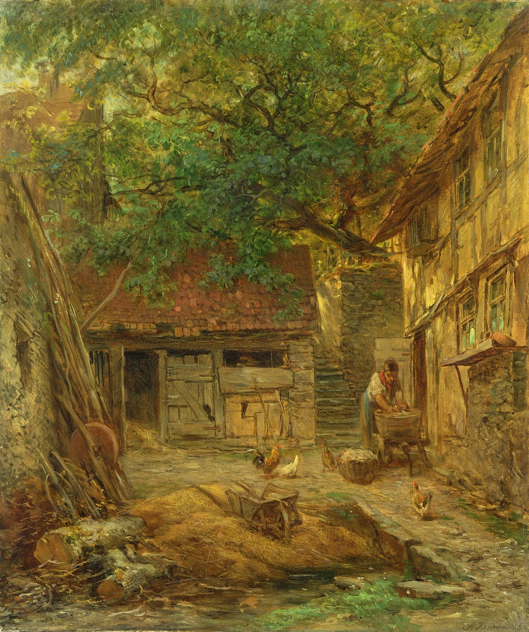 A Farmhouse Courtyard, 1862 od Anton Burger