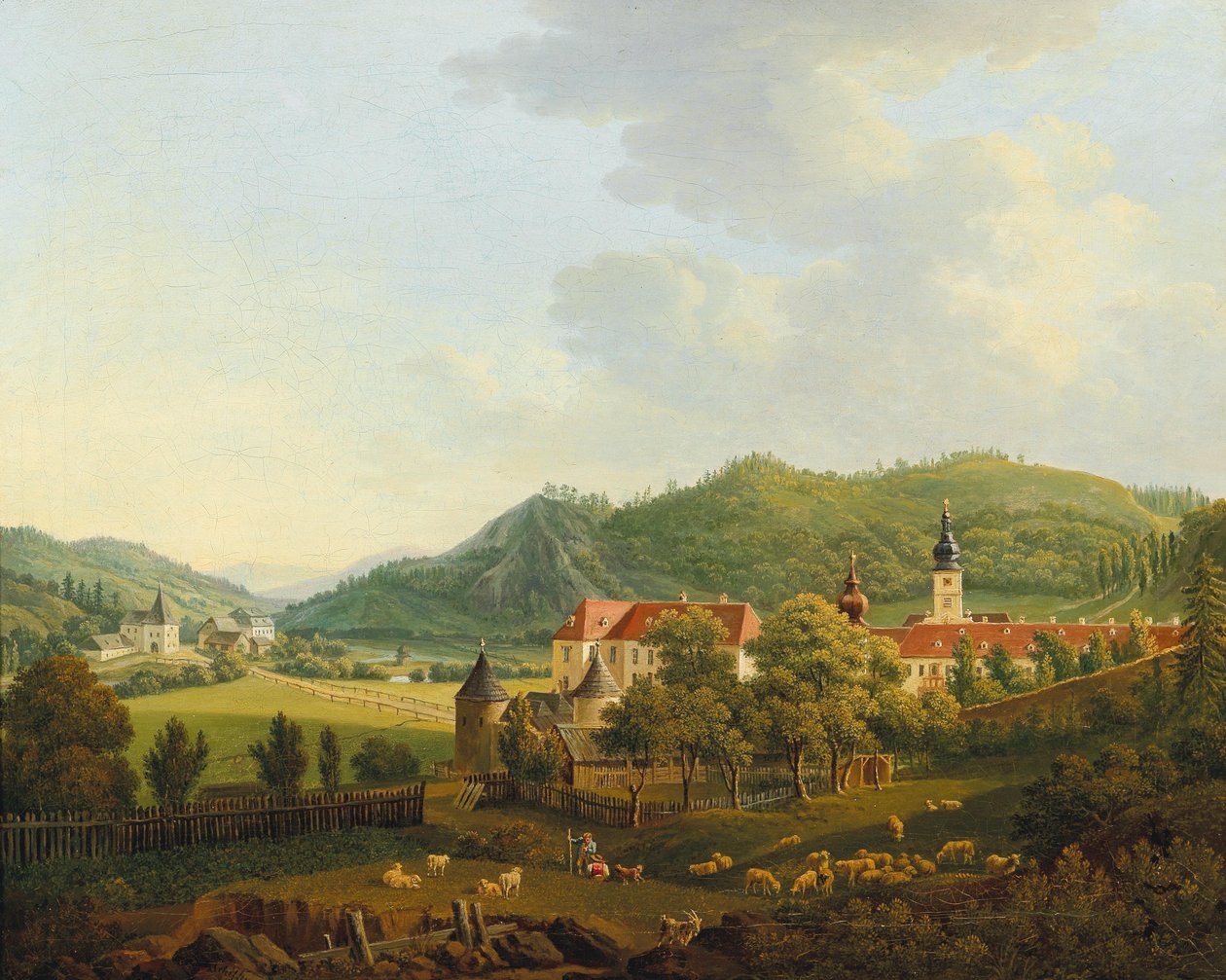Otevřená krajina s klášterem od Anton Schiffer