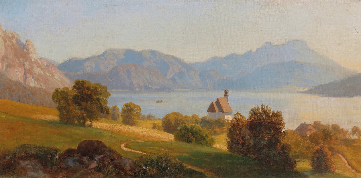 Steinbach na Attersee se Schafbergem od Anton Hlavacek