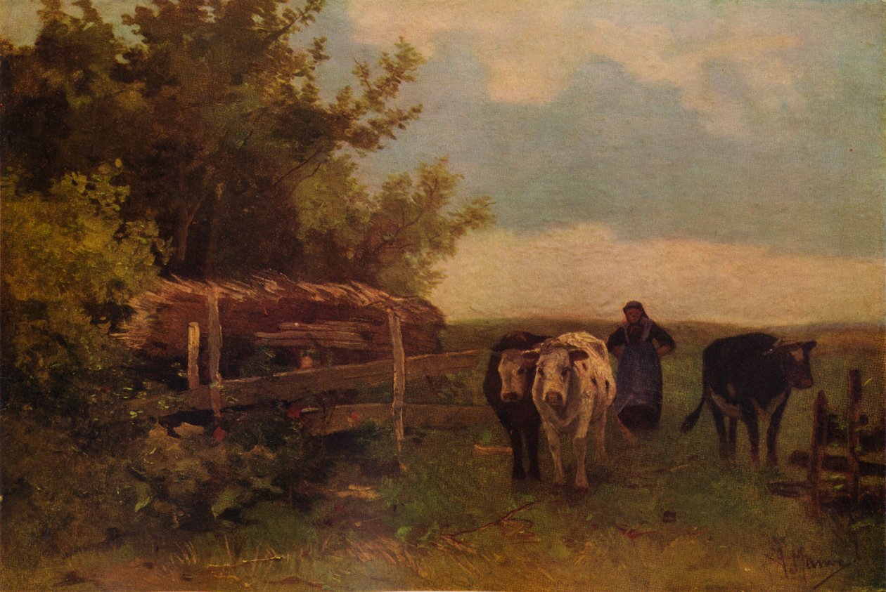 Minding Cows, Herisson, c1869, 1938 od Anton Mauve