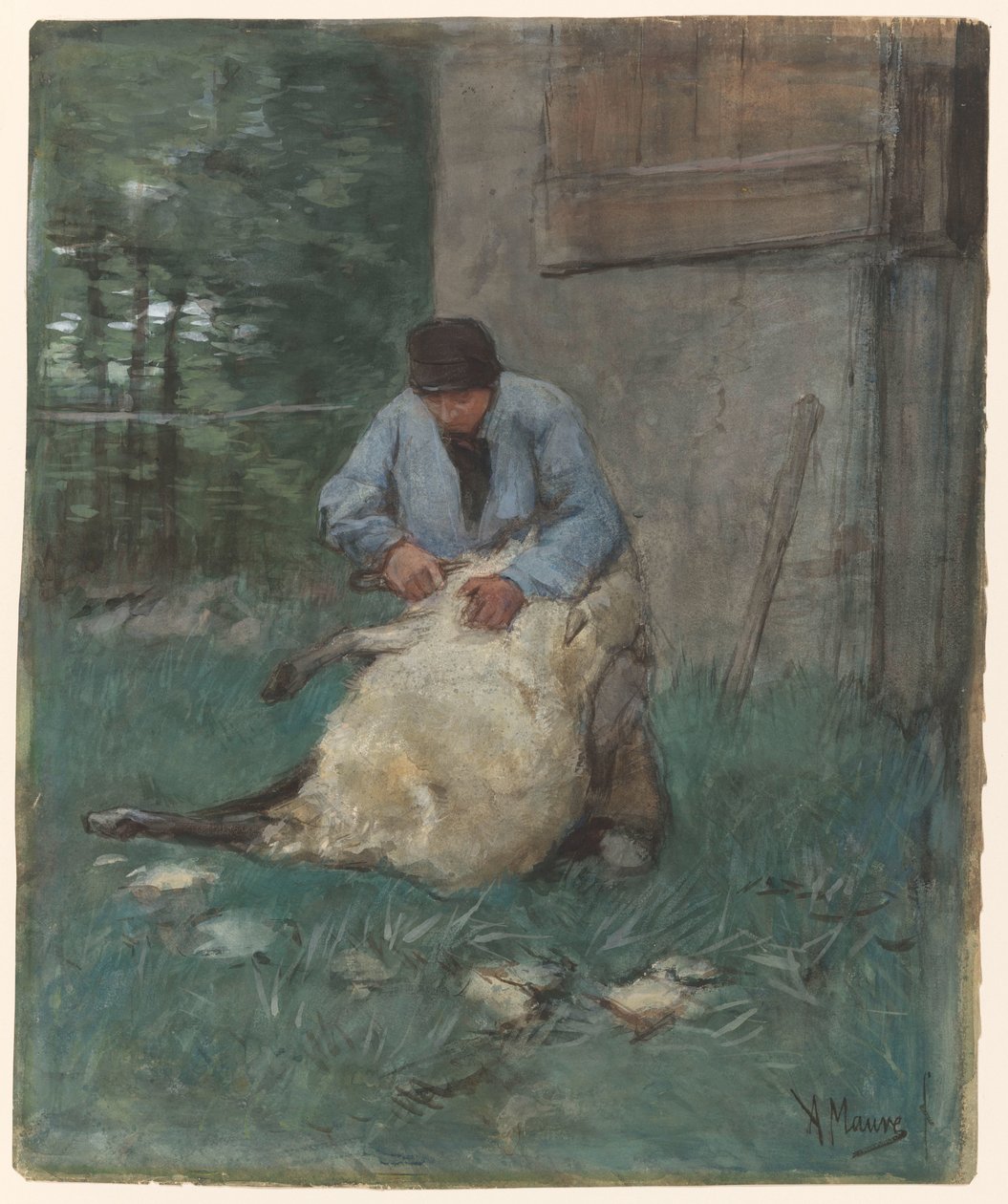 střihač ovcí od Anton Mauve