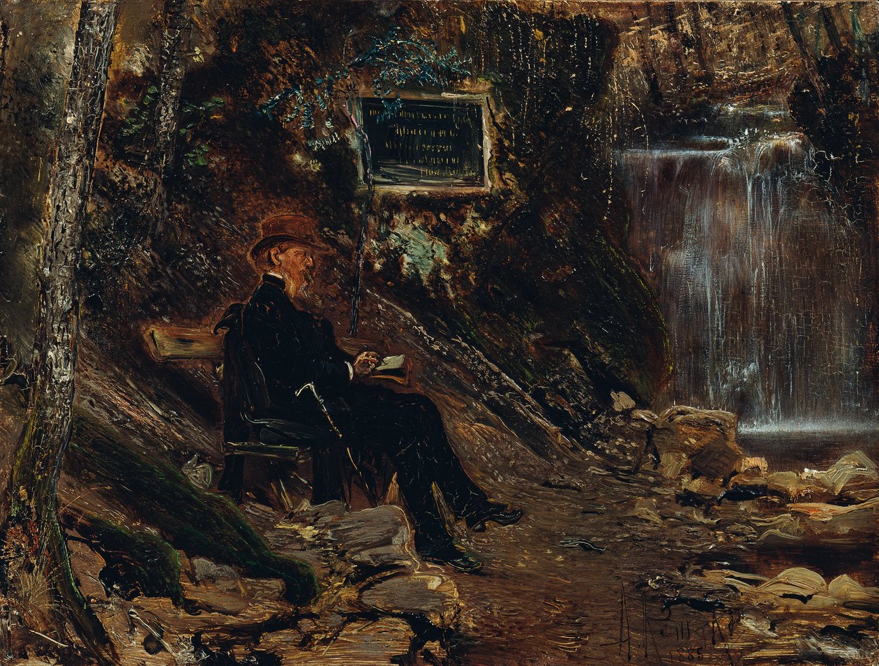Spisovatel Hermann Rollett u vodopádu od Anton Romako